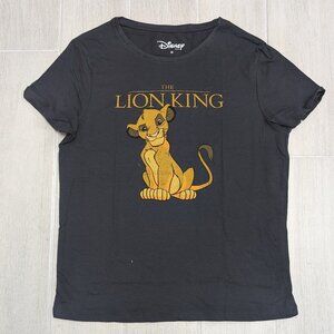 Disney The Lion King Black Tee – Smiling Young Simba Graphic Tee for Women